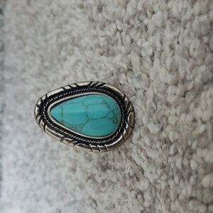Teardrop turquoise adjustable ring
